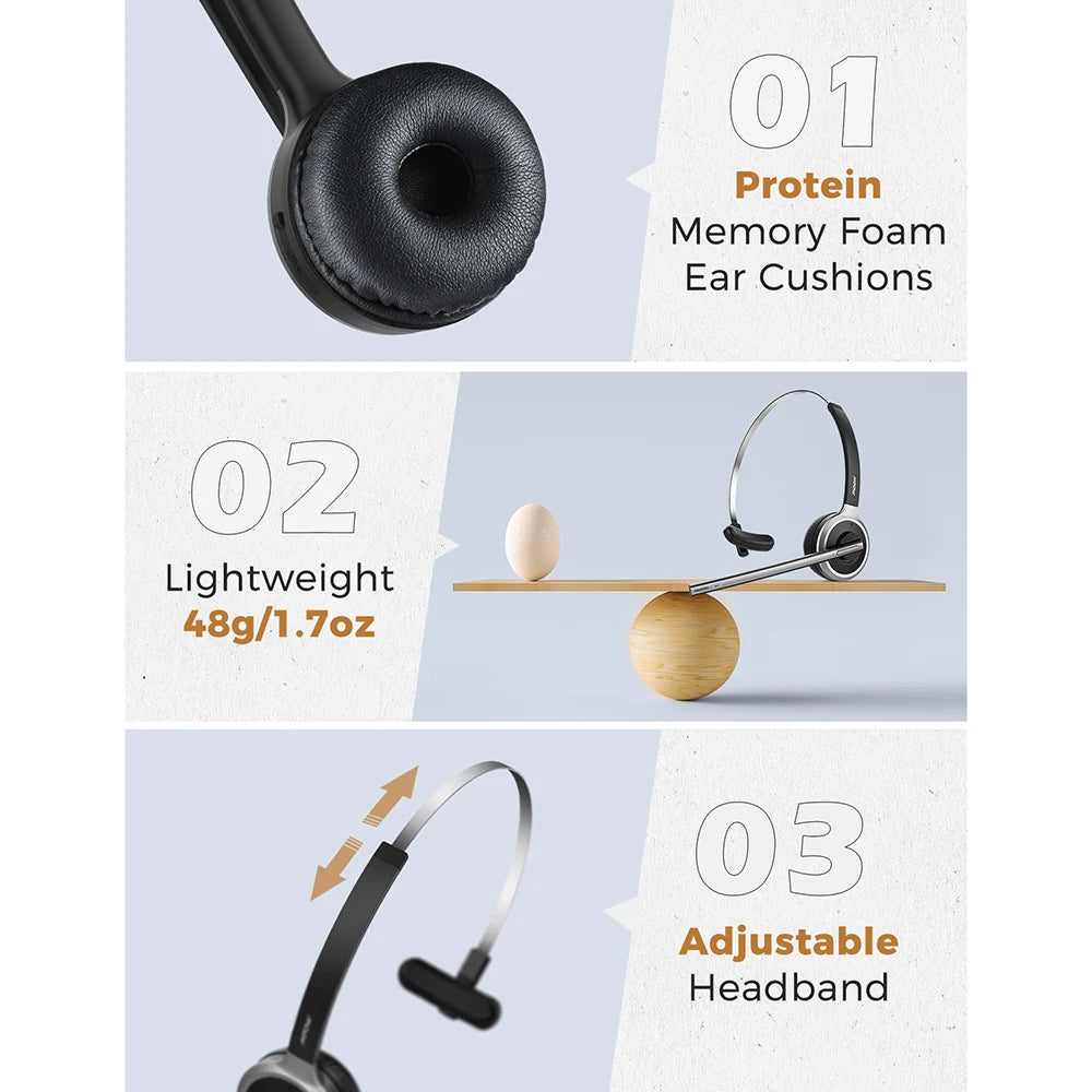 Bluetooth Headset Wireless Truck Driver Headphones
