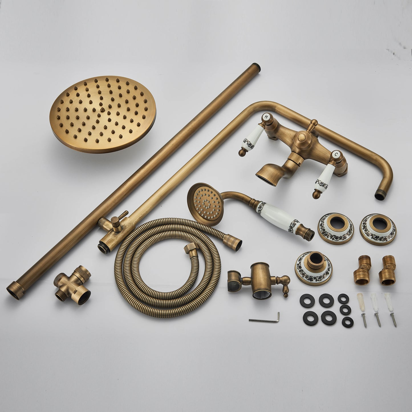 Antique Brass Shower Faucet Set Bathroom Shower Column