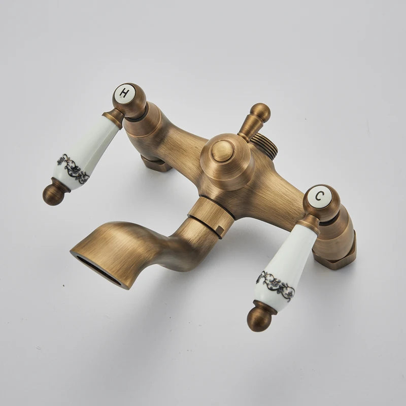Antique Brass Shower Faucet Set Bathroom Shower Column