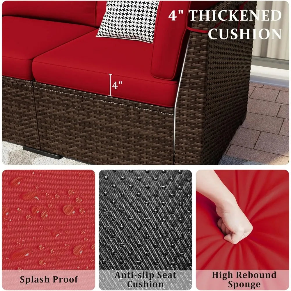 8 Pieces Outdoor Patio Furniture Set with 44" Fire Pit