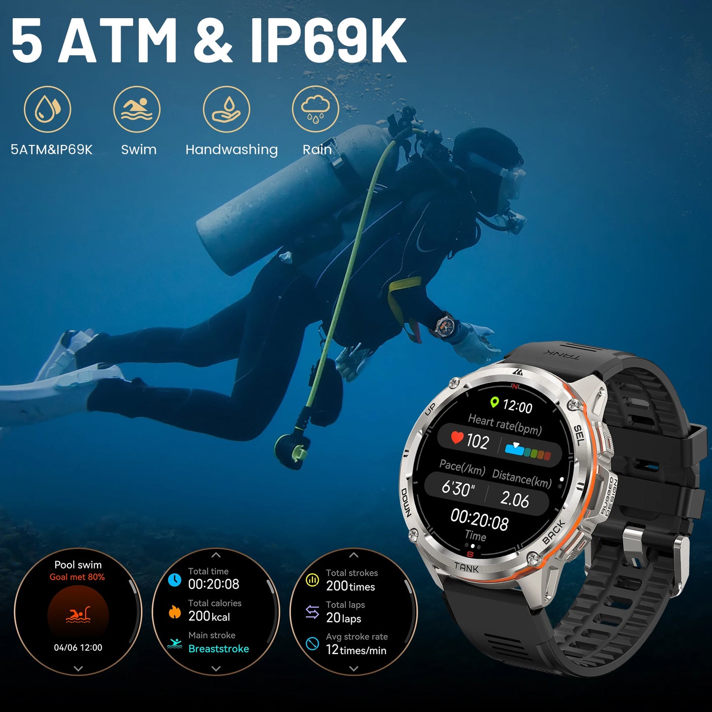 TANK T3 Ultra GPS Smart Watches Waterproof Fitness Bluetooth