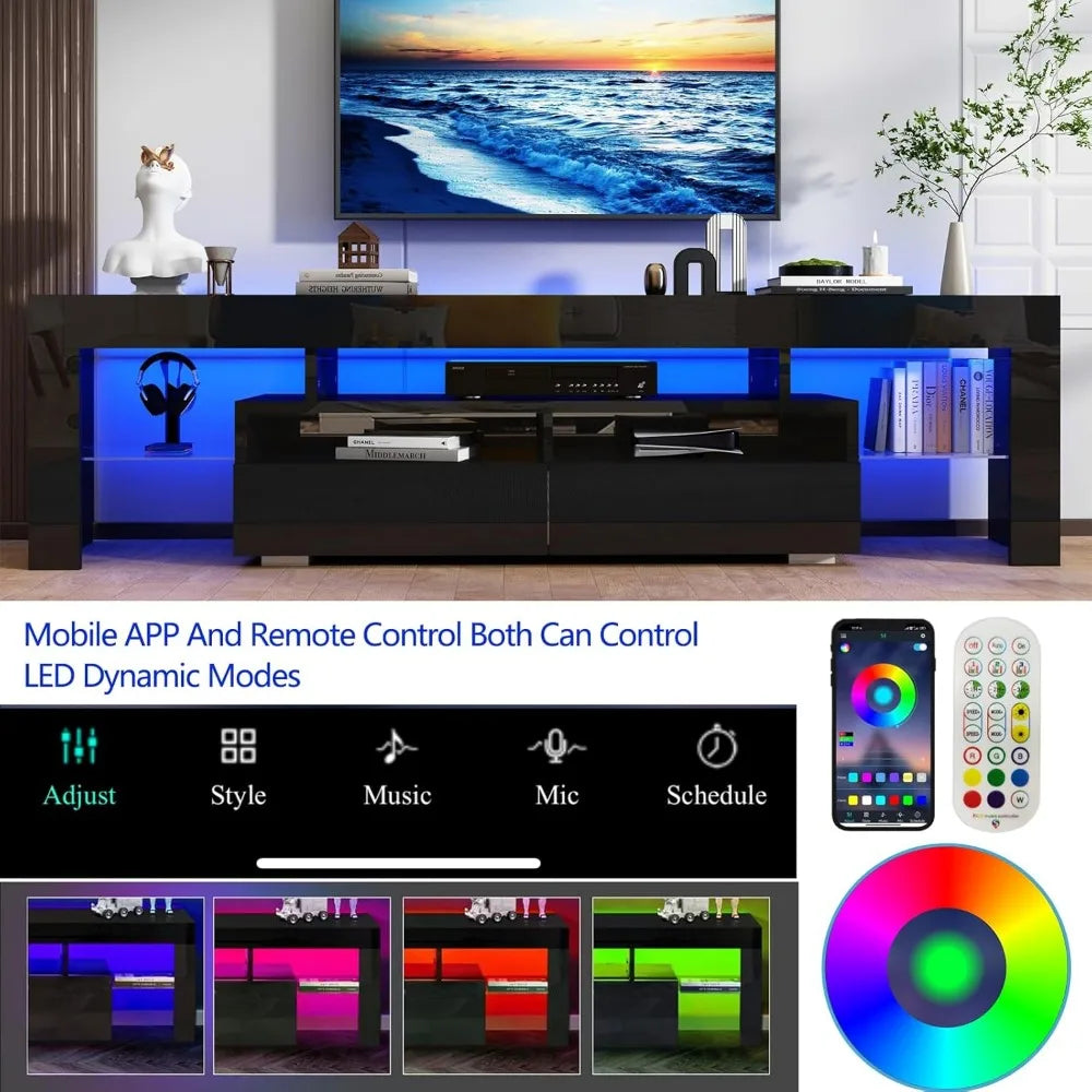 TV Stand Modern LED TV Stand ,High Gloss Entertainment Center Storage Drawer