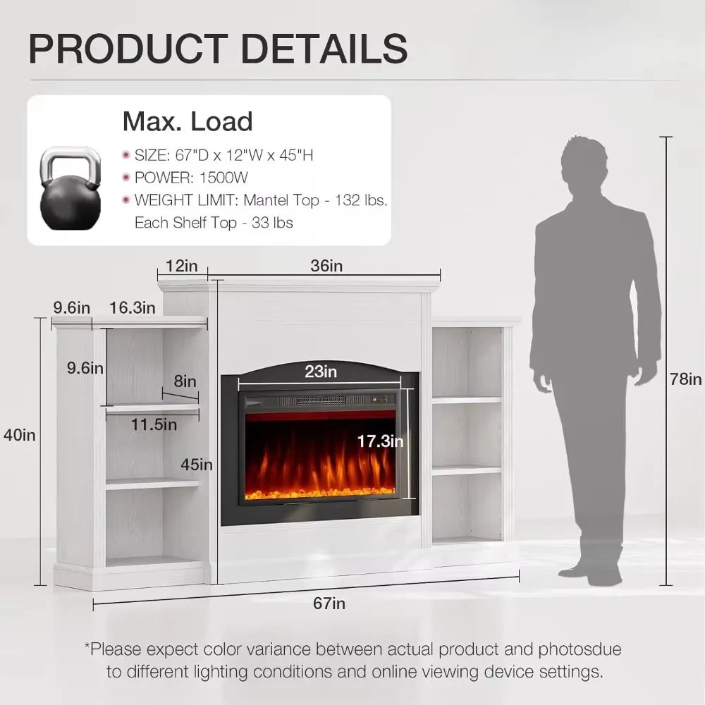 Mantel, Fireplace TV Stand, Shelves, Remote Control