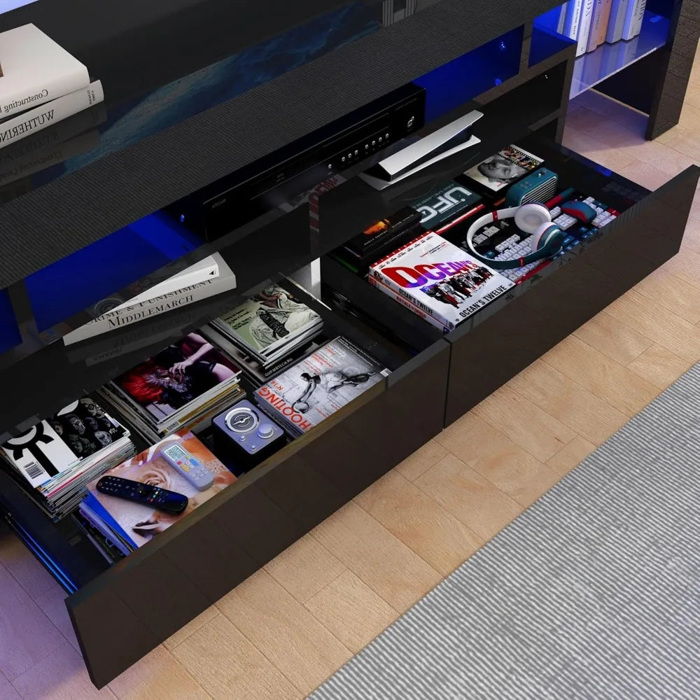 TV Stand Modern LED TV Stand ,High Gloss Entertainment Center Storage Drawer