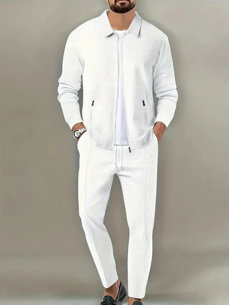 Classic Men's Sportswear Set - Soft, Breathable, Full Zip Tracksuit