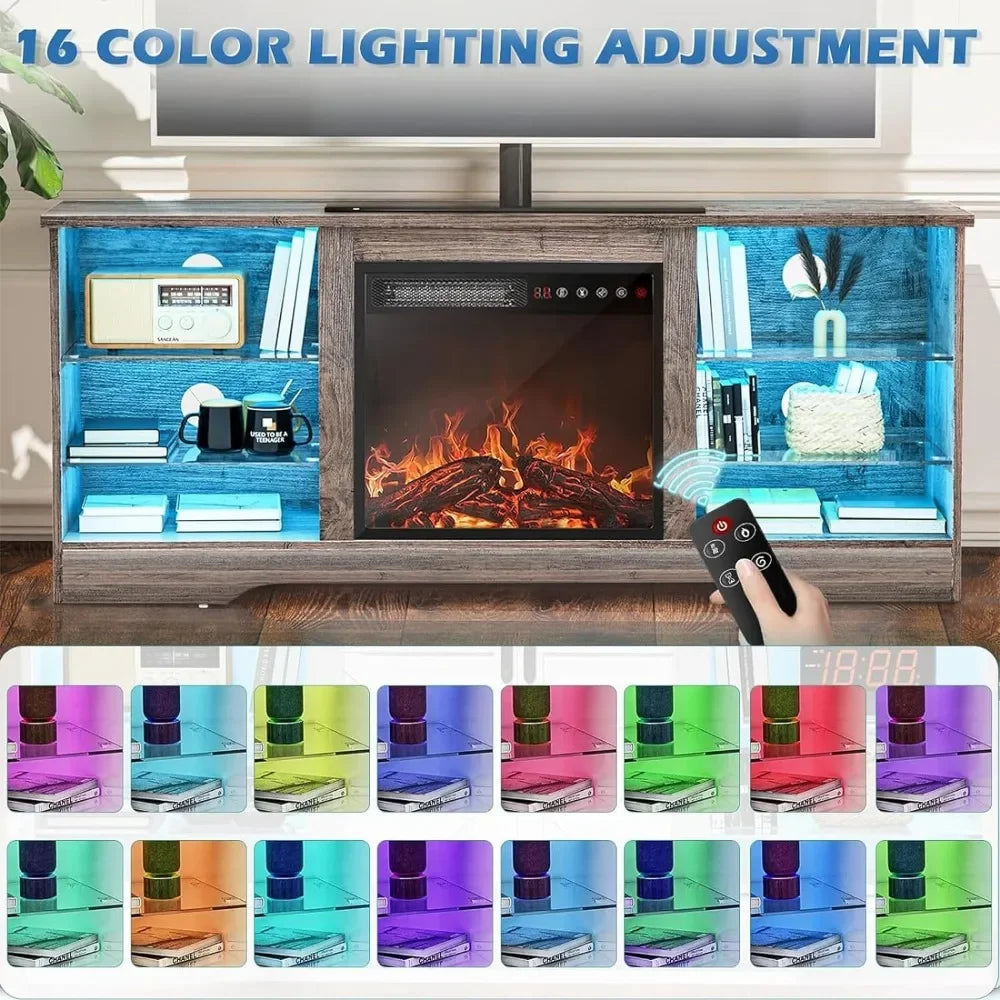 TV Stand with Fireplace, Modern Entertainment Center