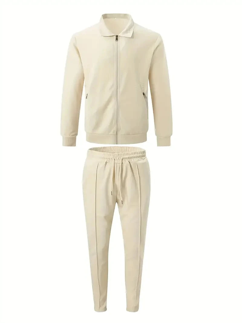 Classic Men's Sportswear Set - Soft, Breathable, Full Zip Tracksuit