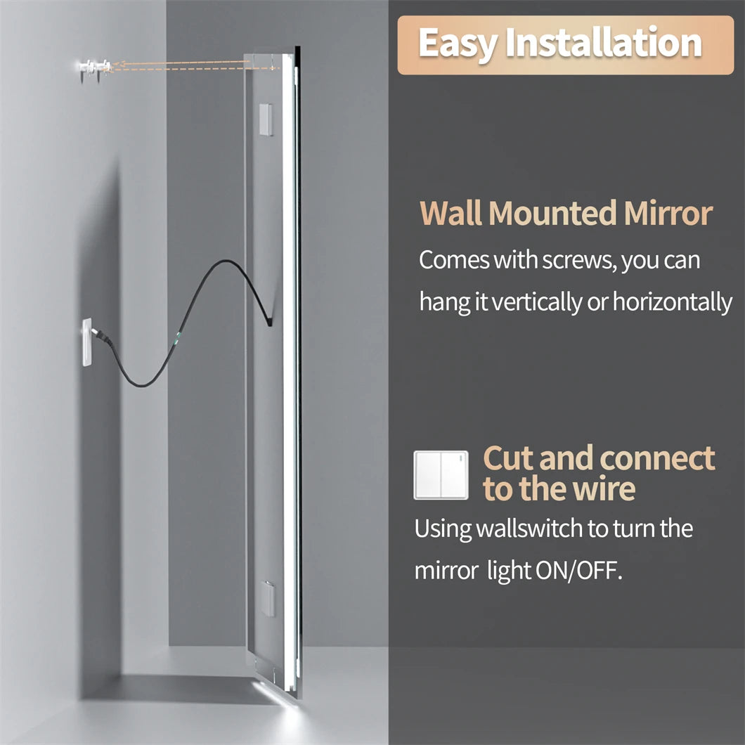 XXL Bathroom Smart LED Vanity Mirror with Bluetooth