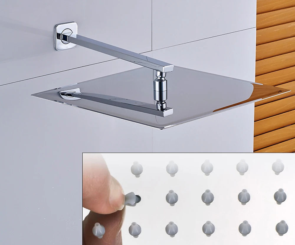 Chrome Rainfall Shower Faucet Bathroom Set