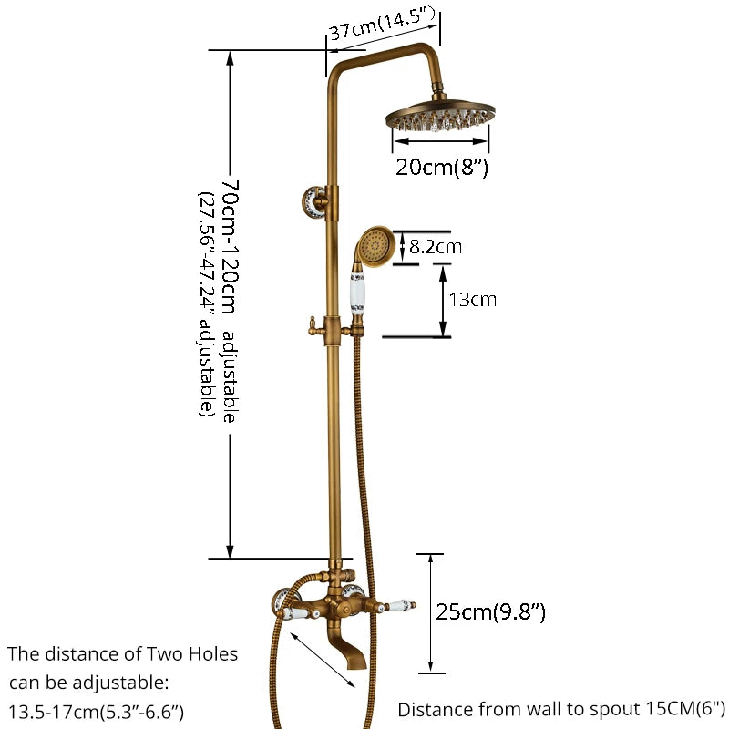 Antique Brass Shower Faucet Set Bathroom Shower Column