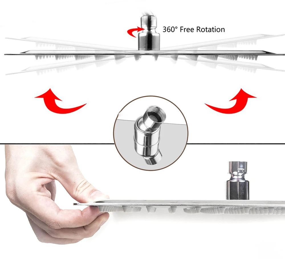 Chrome Rainfall Shower Faucet Bathroom Set