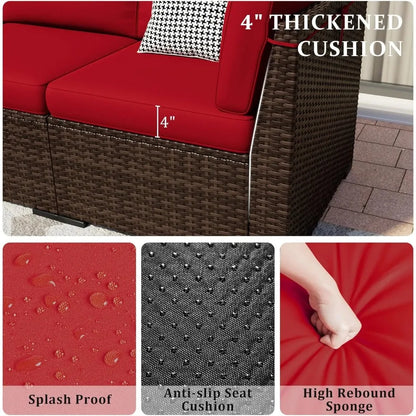 8 Pieces Outdoor Patio Furniture Set with 44" Fire Pit