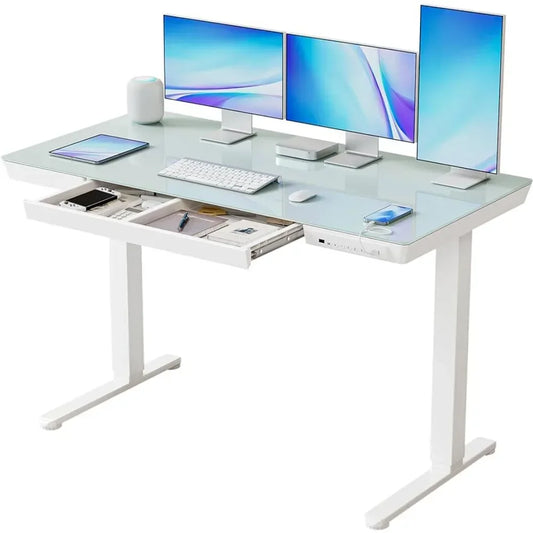 Electric Standing Desk with Drawers, Adjustable Stand Up Sit Stand Ergonomic