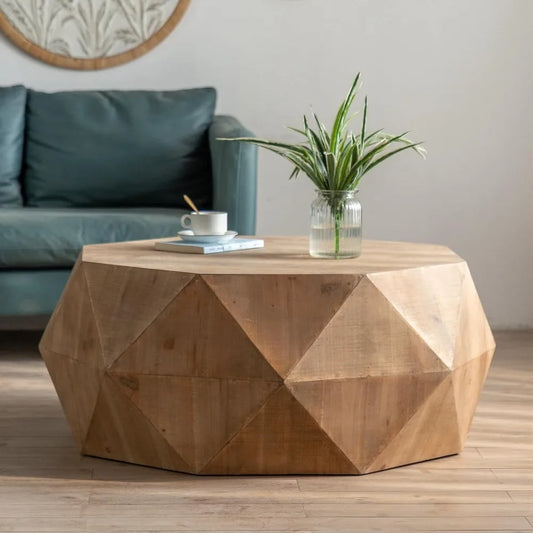 Modern Farmhouse Coffee Table, Drum Coffee Table,