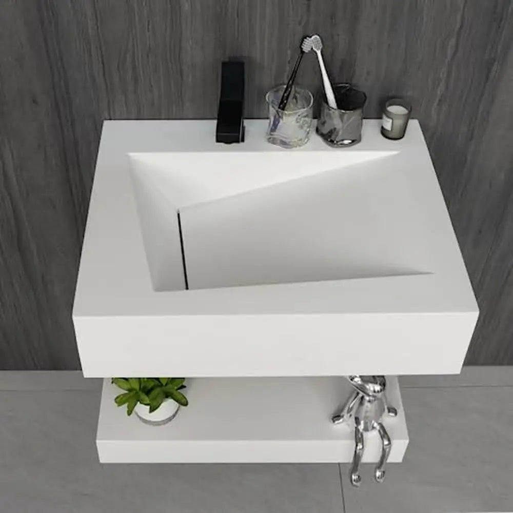 Bathroom Floating Vanity Shelf Set Stone Resin Vessel Sinks