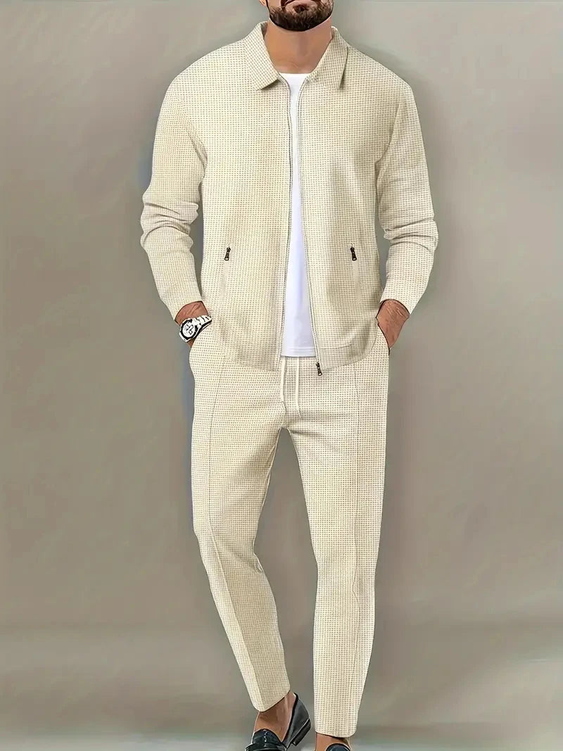 Classic Men's Sportswear Set - Soft, Breathable, Full Zip Tracksuit
