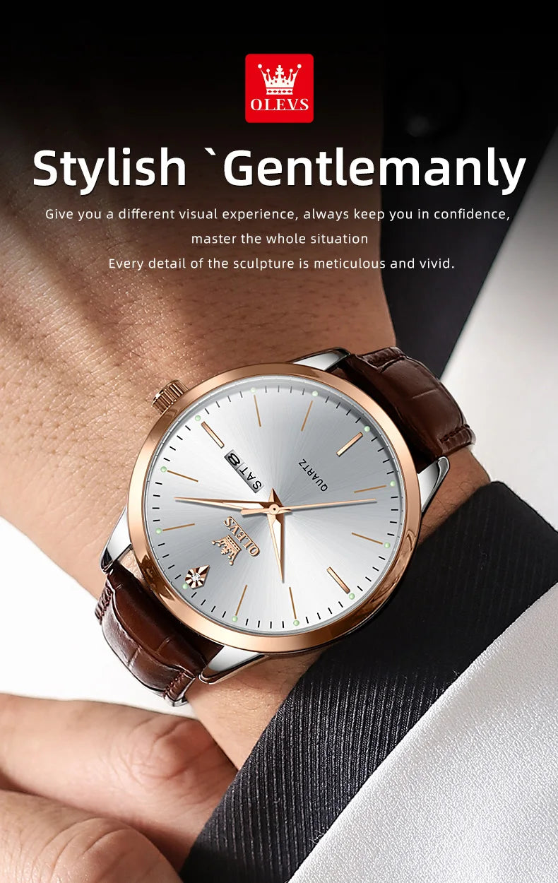 Fashion Business Brand Original Men Watches Leather Strap