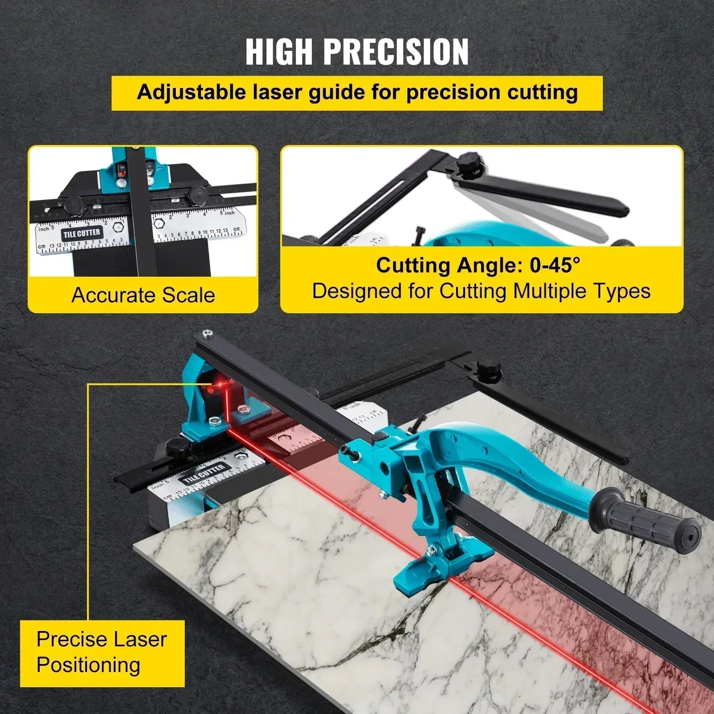 Manual Tile Cutter Precise Laser Single Rail Hand Tool