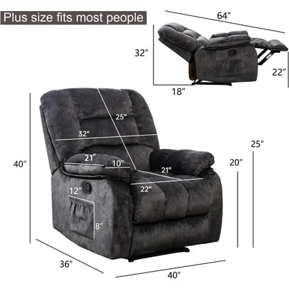 Overstuffed Massage Recliner Chairs with Heat and Vibration