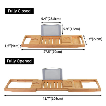 Bamboo Bathtub Caddy Bath Tray for Tub,