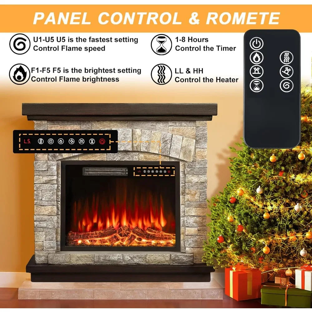 Electric Fireplace,TV Stand Freestanding Heater with Remote Control