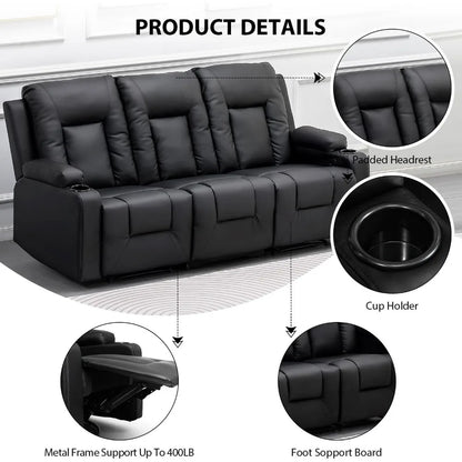 Recline Chair Set Furniture 3PC Bonded Leather Recliner Set