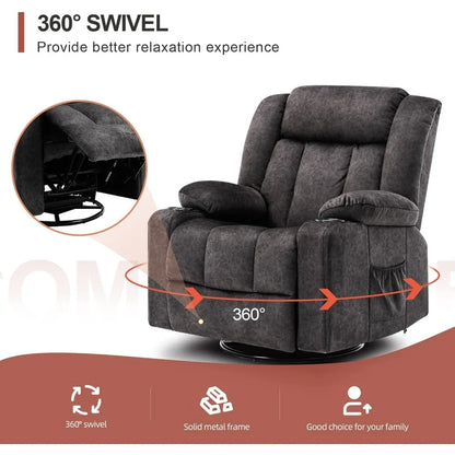 Recliner Chair Massage Rocker with Heated Swivel