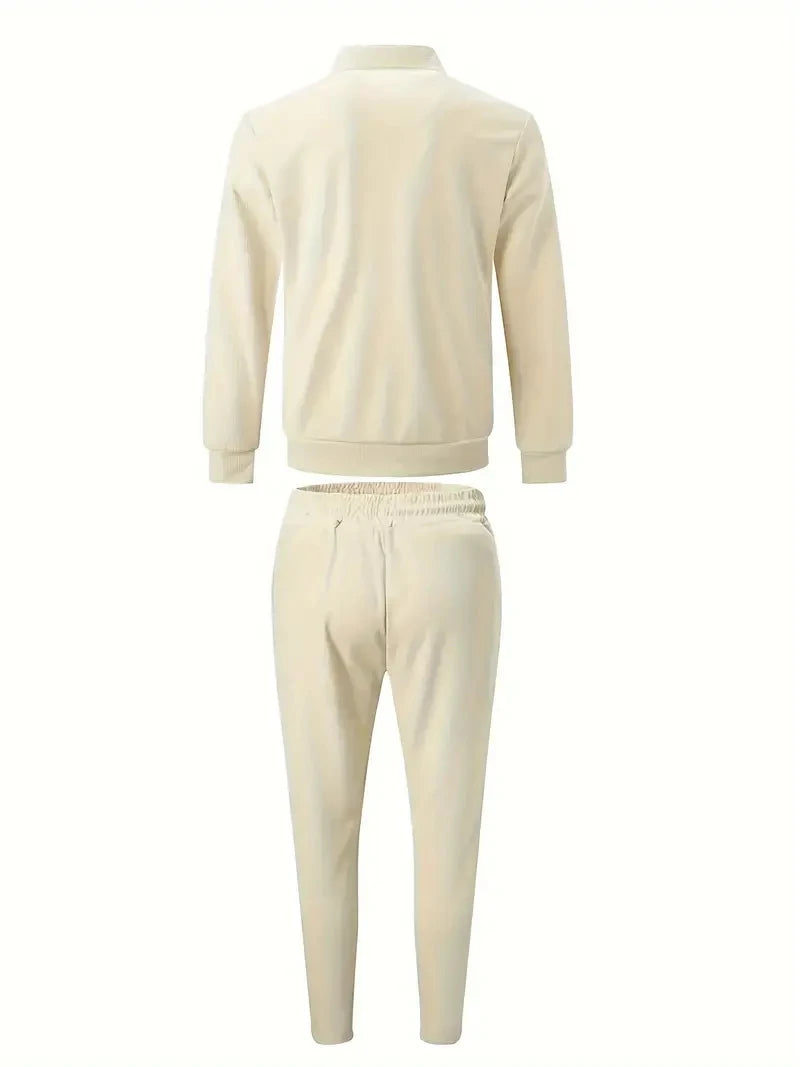 Classic Men's Sportswear Set - Soft, Breathable, Full Zip Tracksuit