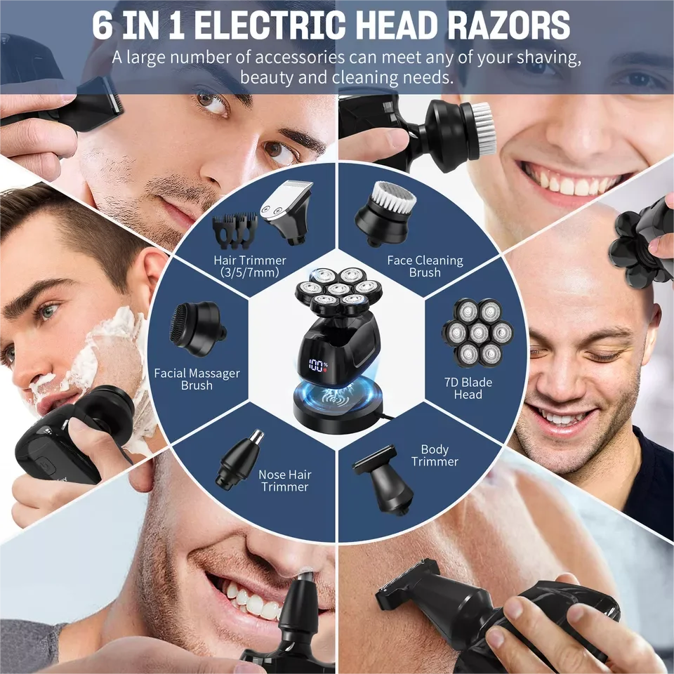 7D Head Shavers for Bald Men Electric Razor Mens Grooming Kit