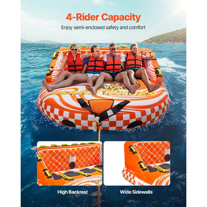 Towable Tube for Boating 1-4 Riders Inflatable Boat Tubes
