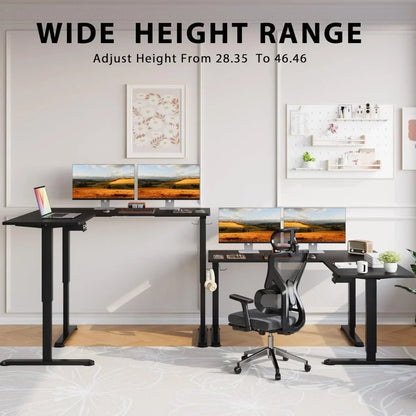 L-Shaped Electric Standing Desk, Adjustable Corner Table