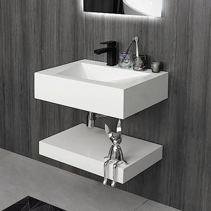 Bathroom Floating Vanity Shelf Set Stone Resin Vessel Sinks