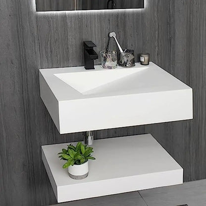 Bathroom Floating Vanity Shelf Set Stone Resin Vessel Sinks