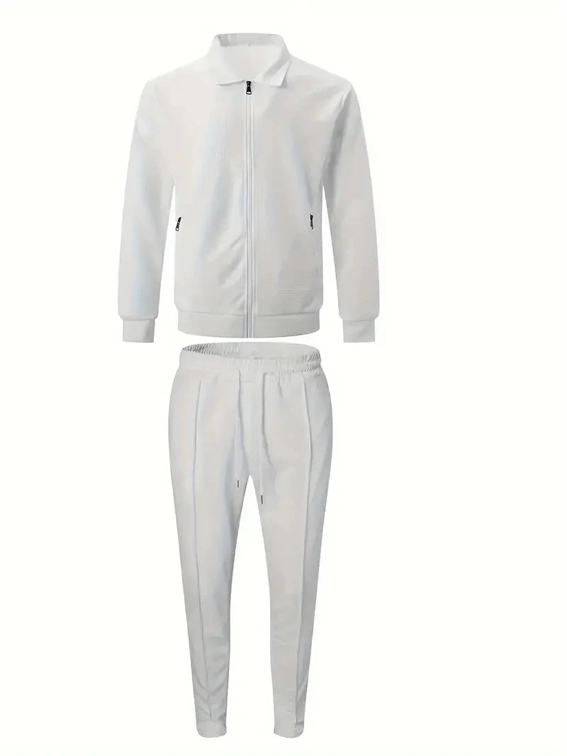 Classic Men's Sportswear Set - Soft, Breathable, Full Zip Tracksuit