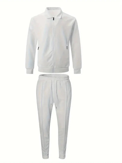 Classic Men's Sportswear Set - Soft, Breathable, Full Zip Tracksuit