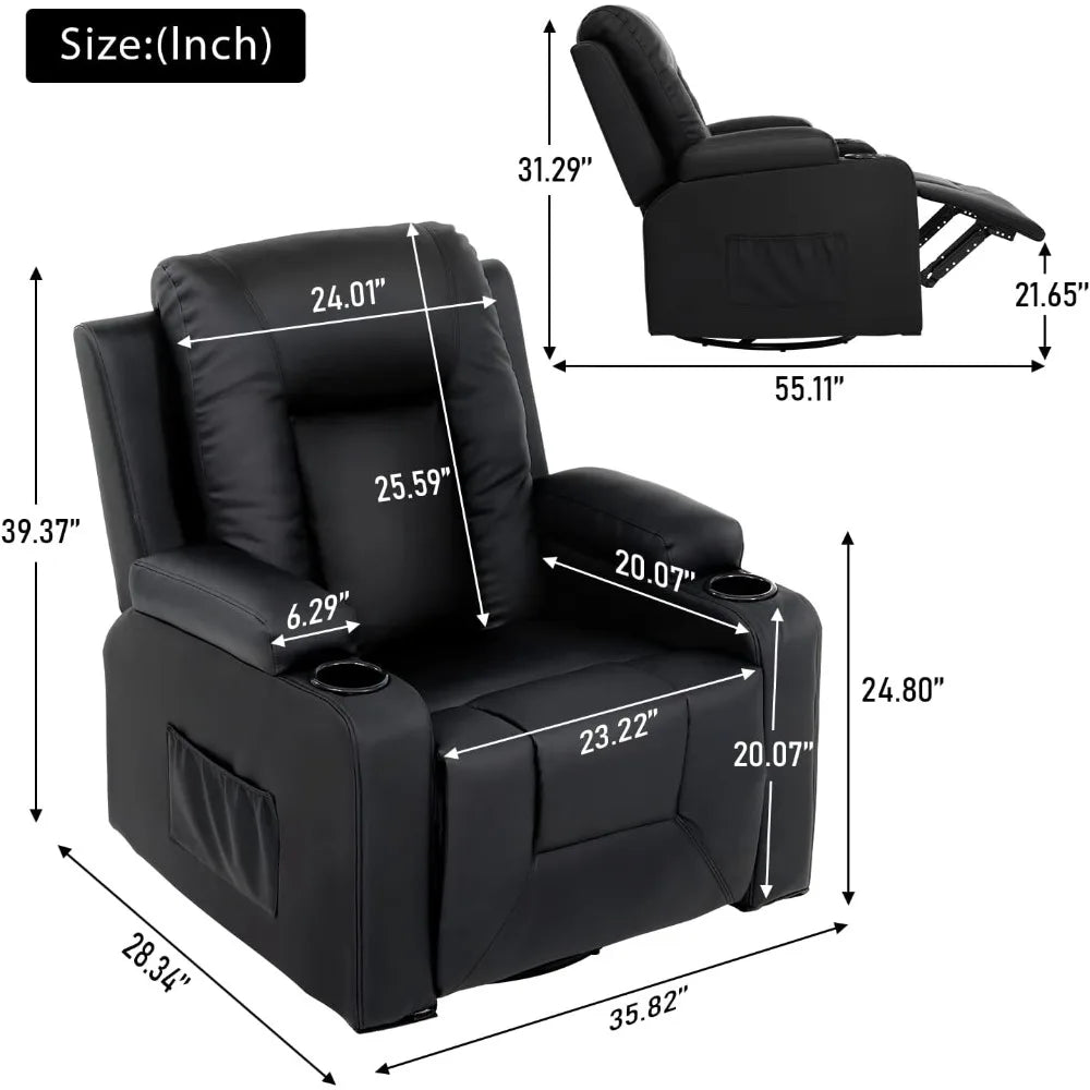 Recline Chair Set Furniture 3PC Bonded Leather Recliner Set