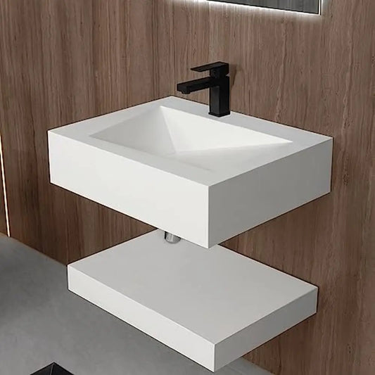 Bathroom Floating Vanity Shelf Set Stone Resin Vessel Sinks