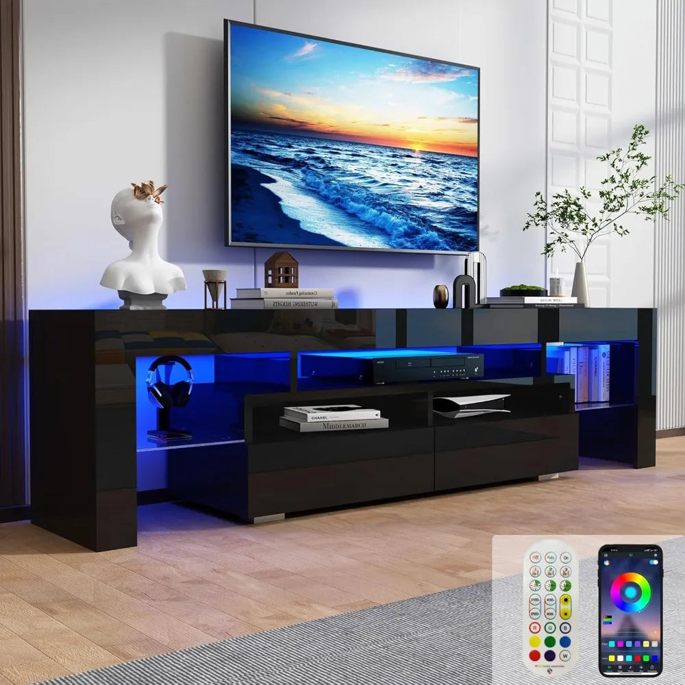 TV Stand Modern LED TV Stand ,High Gloss Entertainment Center Storage Drawer