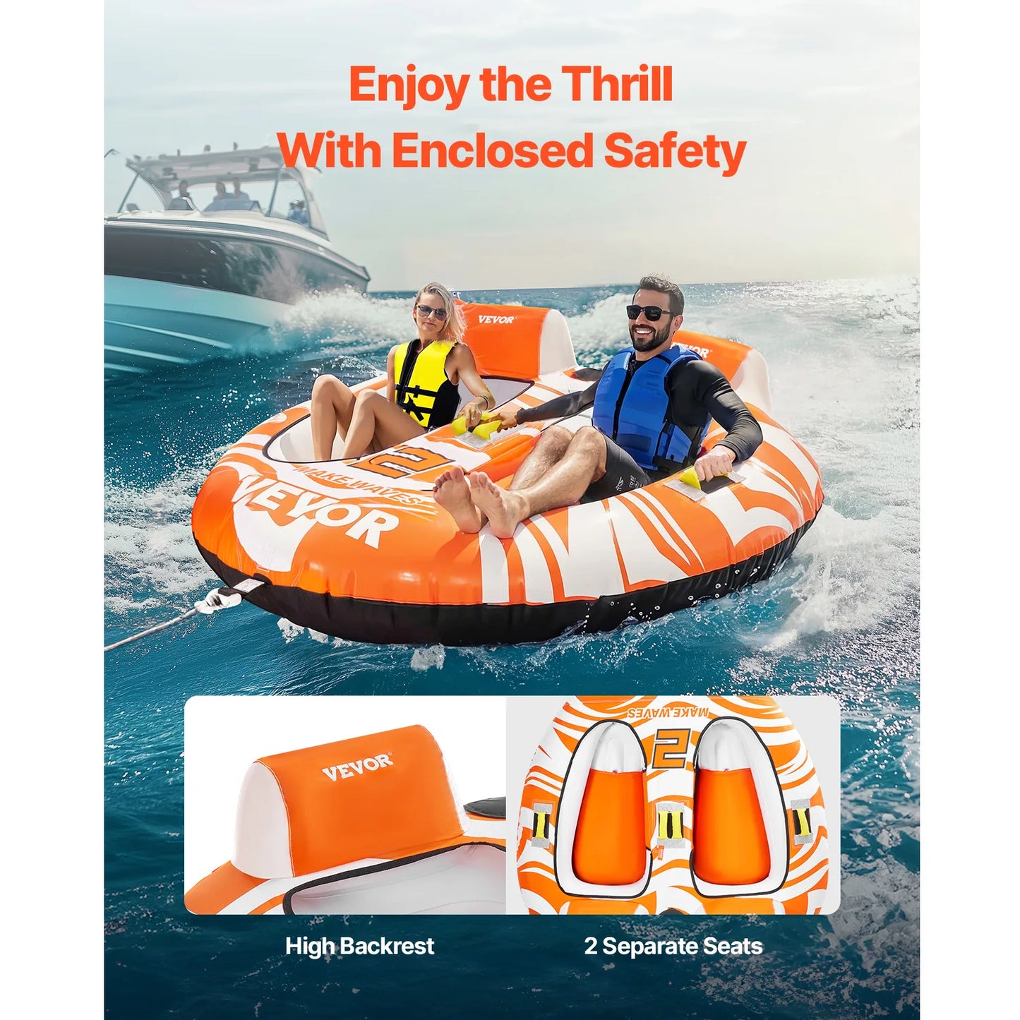 Towable Tubes for Boating 2Person Inflatable Boat