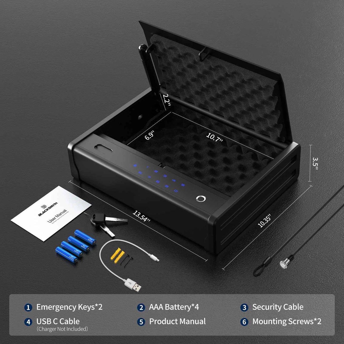 Blacksmith Gun Safe Storage Safe Desktop Hidden Drawer