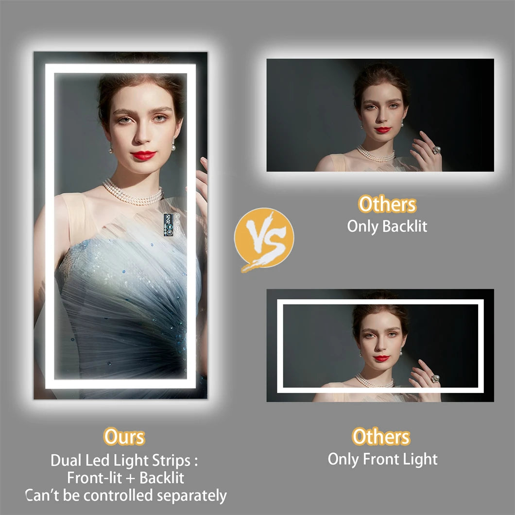 XXL Bathroom Smart LED Vanity Mirror with Bluetooth