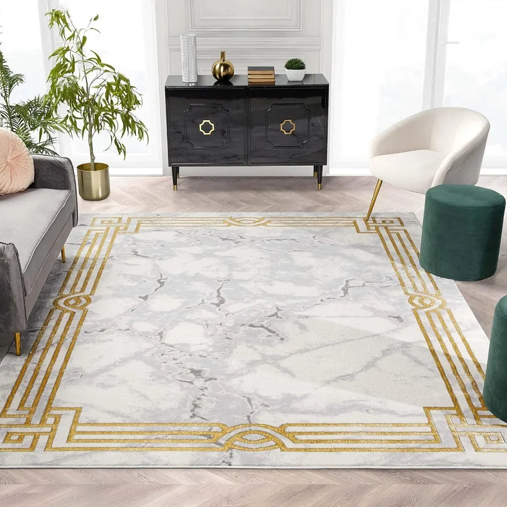 Marble Border Elegant & Soft Area Rug Perfect for Durable Stain Resistant