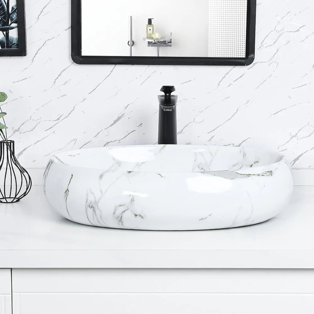 Bathroom Sink Modern Above Counter Countertop Vessel Oval