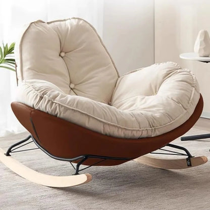 Modern Upholstered Rocking Chair - Tufted Seat and Metal Legs