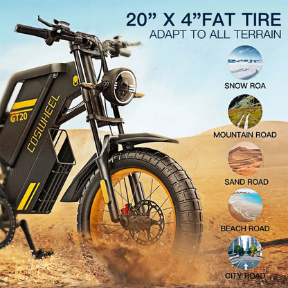 Ebike GT20 Pro Electric Motorcycle Bike Fat Tire