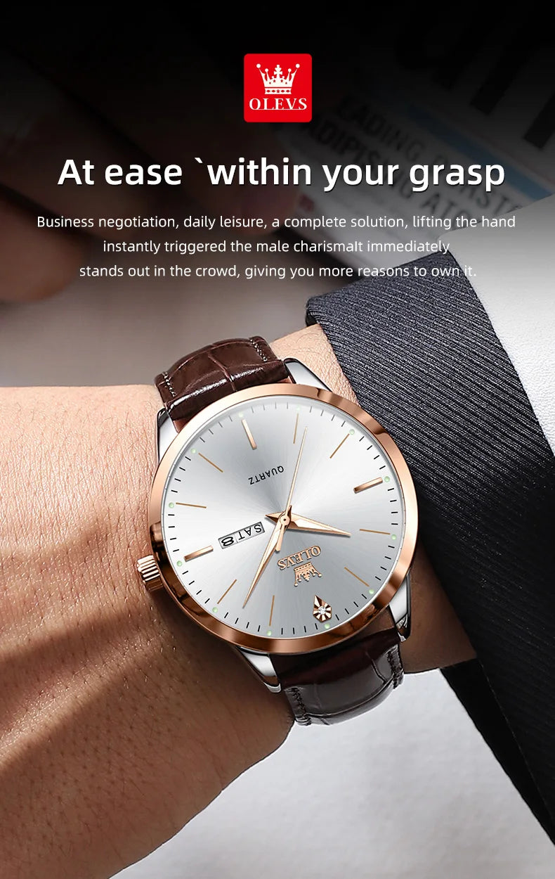 Fashion Business Brand Original Men Watches Leather Strap