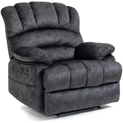 Large, Soft, Extra Wide Overstuffed Arm and Back, Single Sofa Chair for Living Room Bedroom,Gray, Manual Recliner