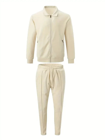 Classic Men's Sportswear Set - Soft, Breathable, Full Zip Tracksuit