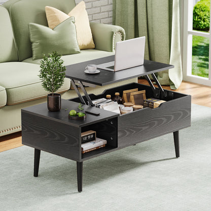 Lift Top Coffee Wood Dining Tables With Adjustable Storage Shelf