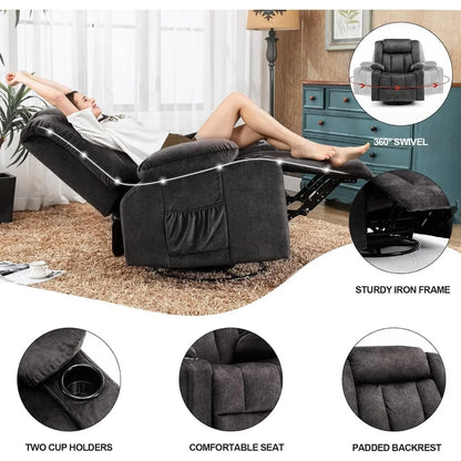 Recliner Chair Massage Rocker with Heated Swivel